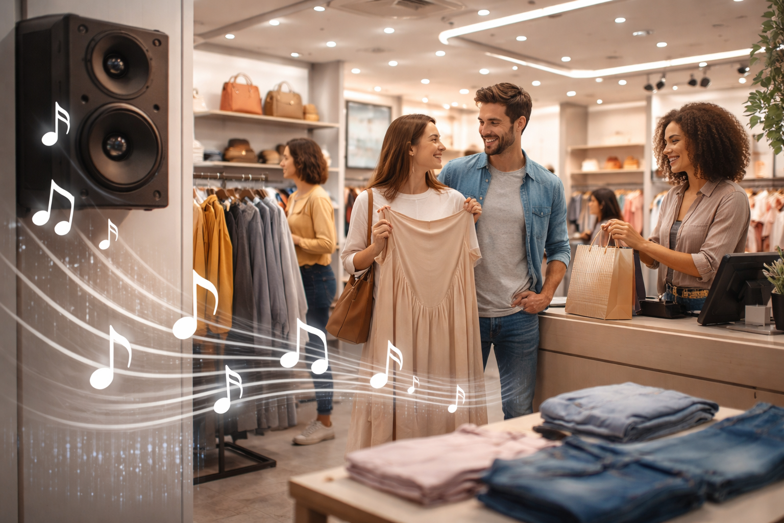 Музыка в магазине одежды — пример публичного воспроизведения музыки в коммерческом пространстве